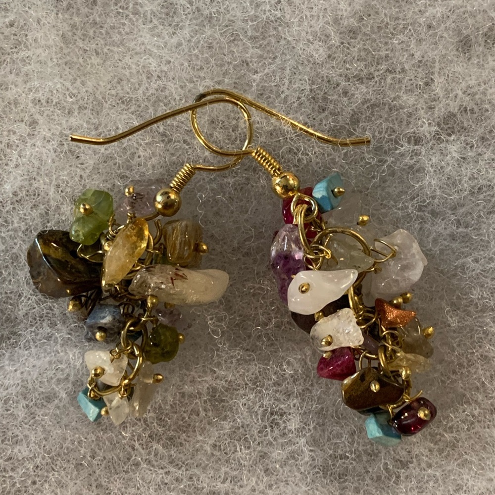 Boho Beautiful! Mixed Stones Dangle Earrings - Handmade